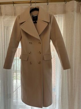 Ever New Cream Double-Breasted Wool Pea Coat